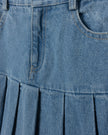 Denim Drop Yolk Pleated Skirt