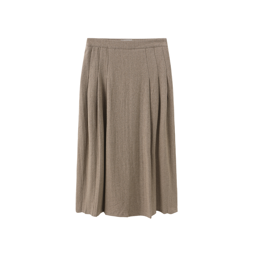 Wool Side Pleated Skirt