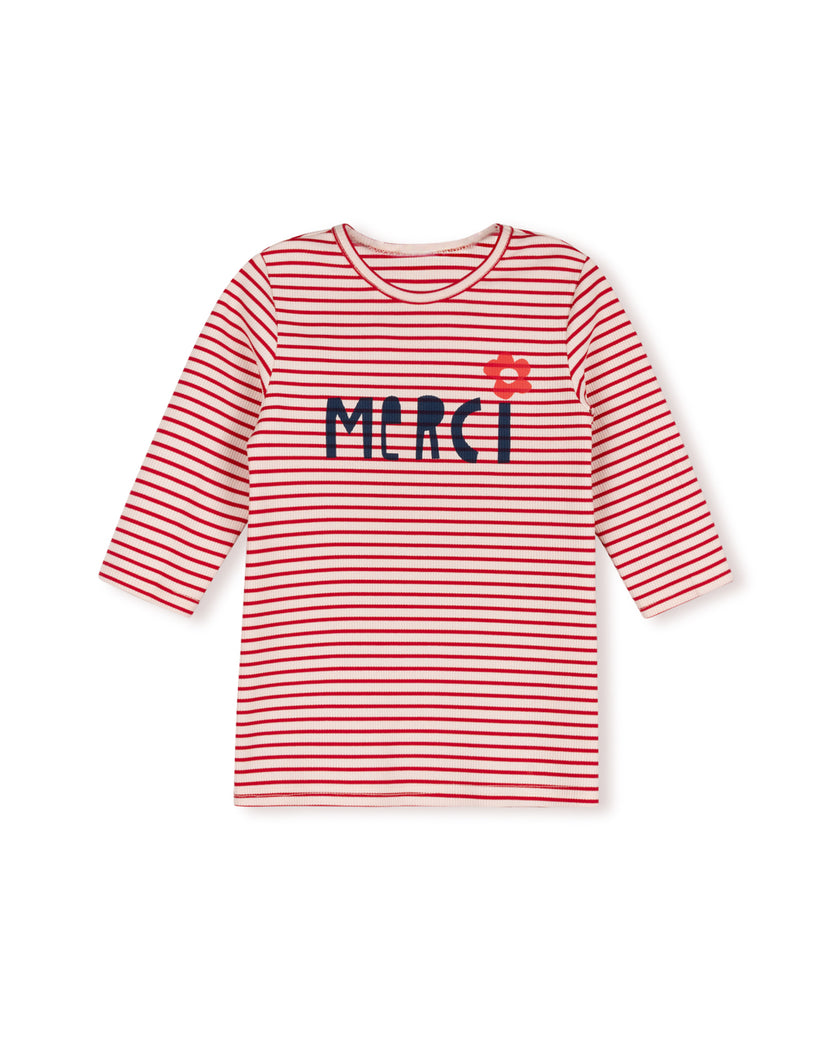 Striped Flower Detail Tee