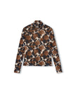 Printed Mesh Mock Neck