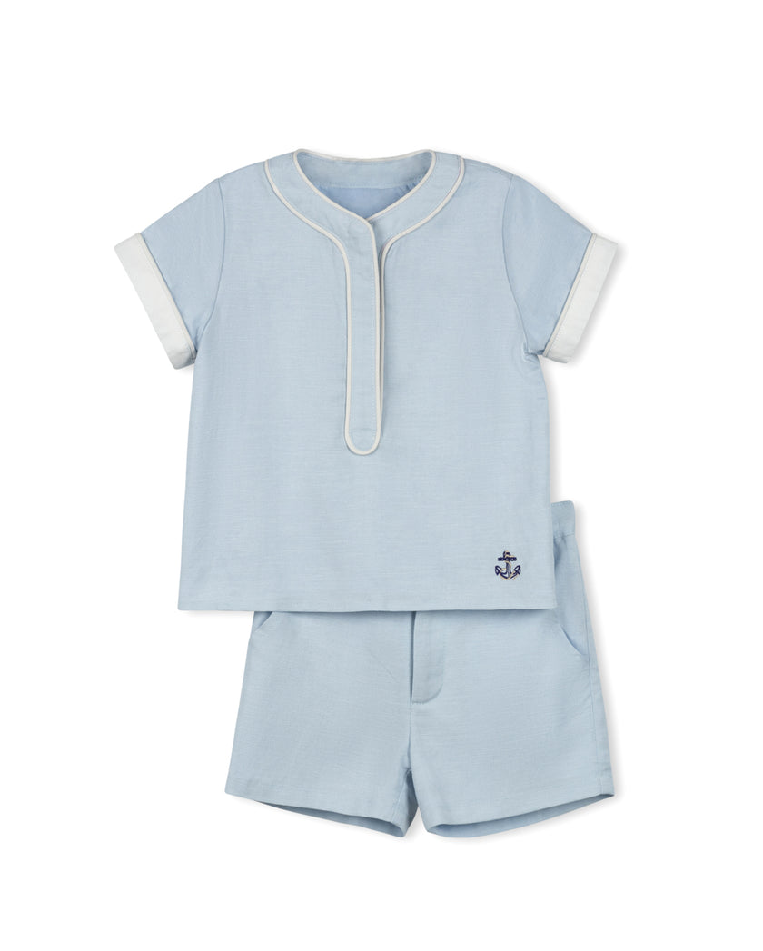 Stacy Placket Detail Blouse And Shorts