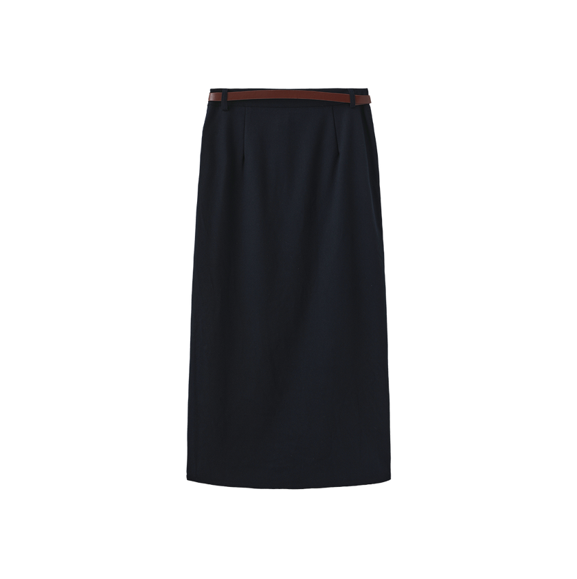 Maxi Belted Suit Skirt