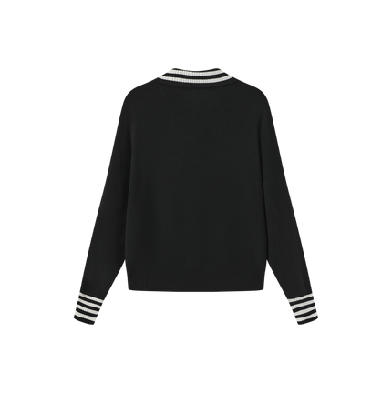 Knit Stripe Trimmed Sweater