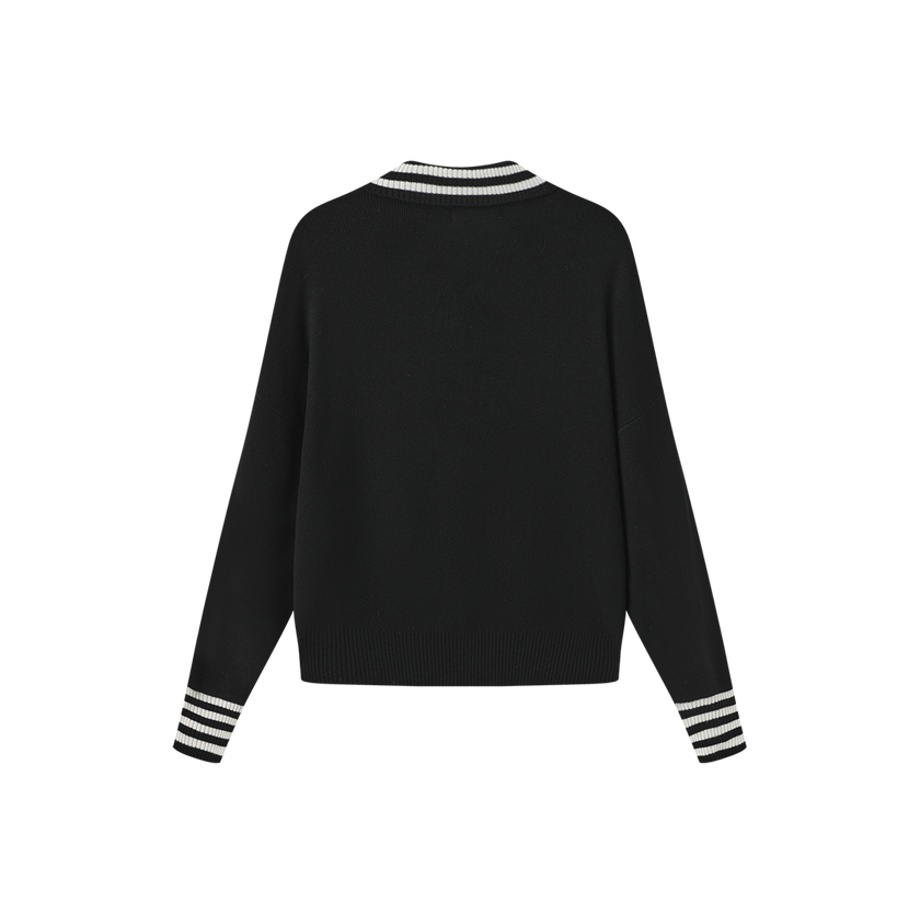 Knit Stripe Trimmed Sweater