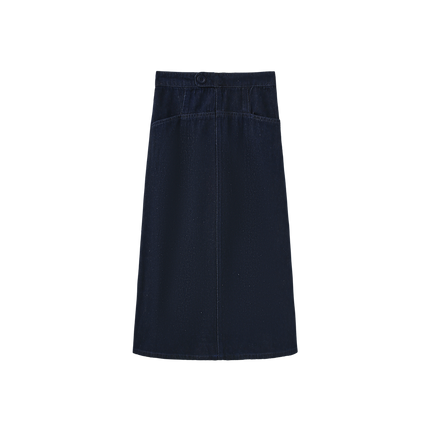 Side Button Tab Midi Skirt