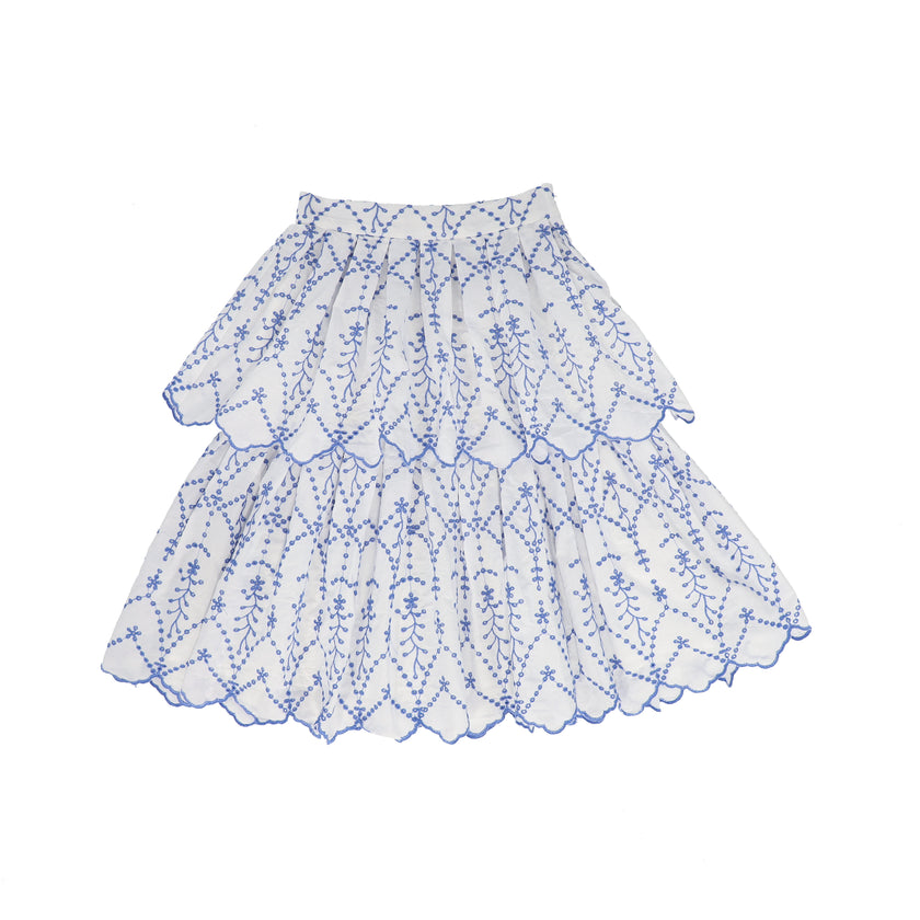 Embroidered Eyelet Ruffle Skirt
