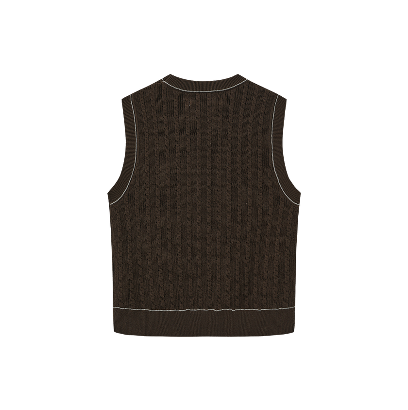 Cable Knit Trim Vest