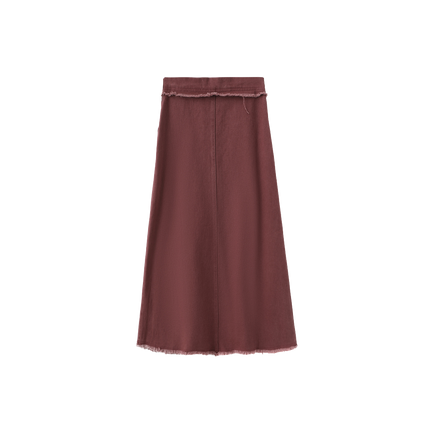 Denim Fringe Center Seam Skirt
