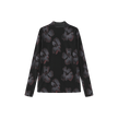 Painted Floral Mesh Mock Neck