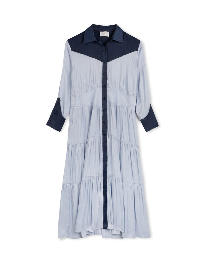 Tiered Silk Maxi Dress