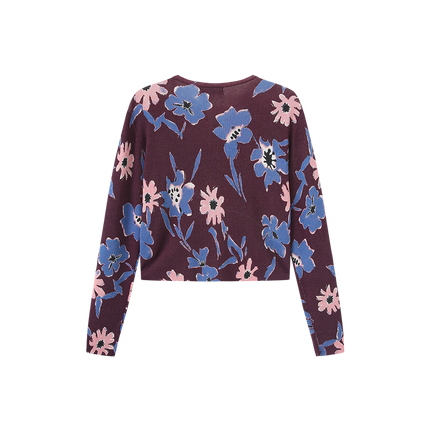 Floral Burgundy Knit Cardigan