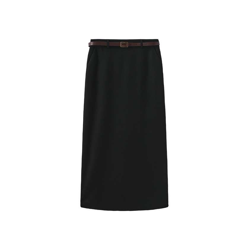 Maxi Belted Suit Skirt