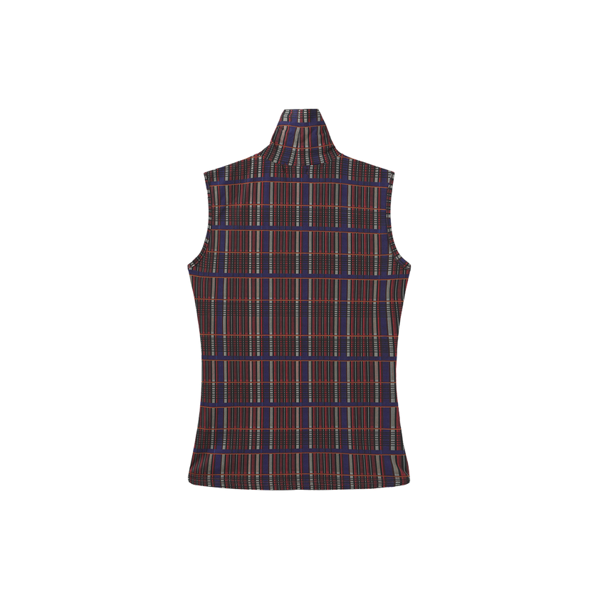 Plaid Sleevless Turtleneck