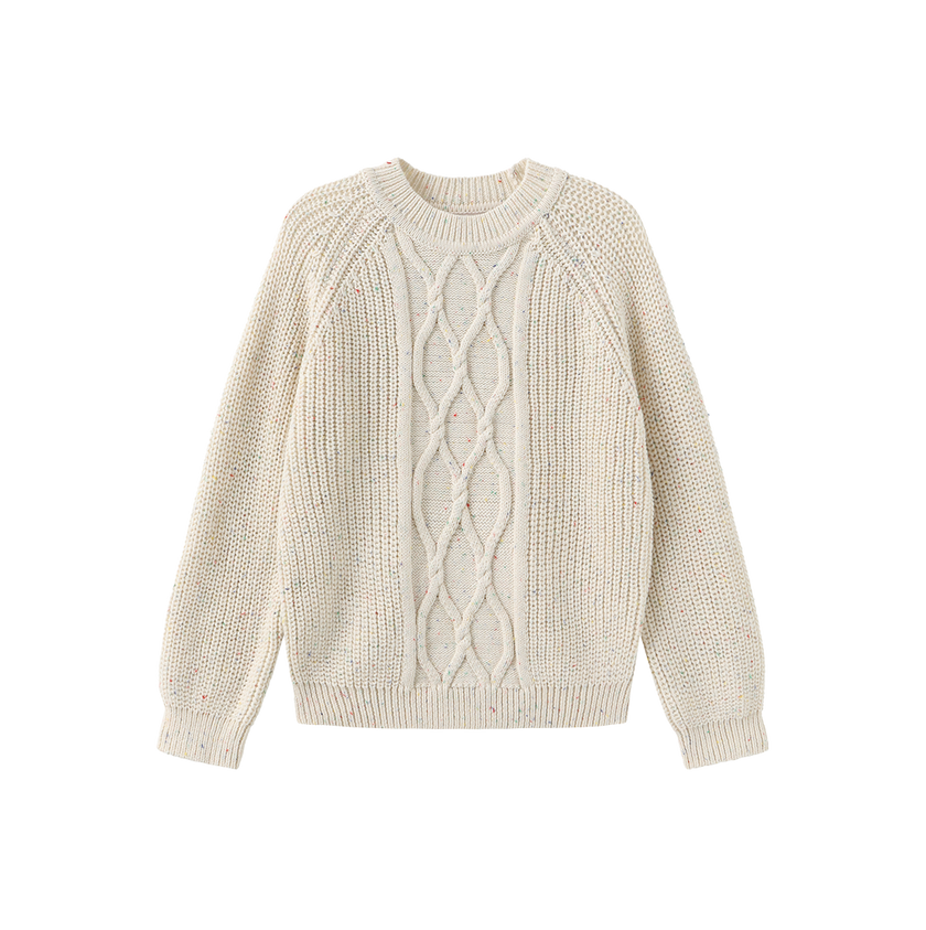 Marled Knit Cable Pattern Sweater