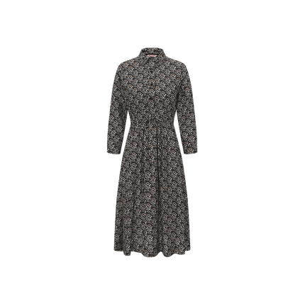 Printed Poplin Double Waisted Dress