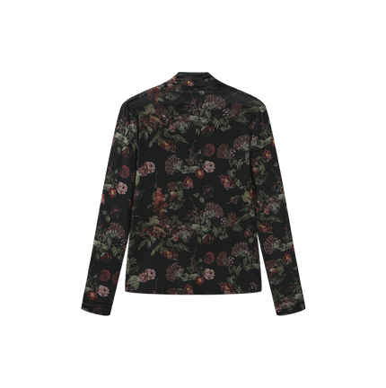 Kendal Mesh Floral Printed Turtleneck