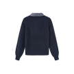 Cable Knit Stripe Collar Sweater