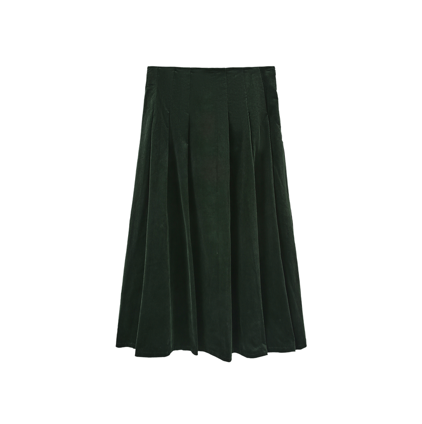 Corduroy Combo Pleated Skirt