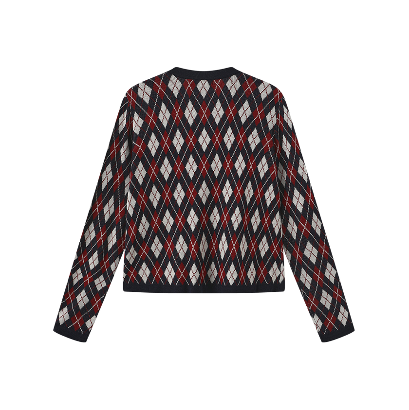 Checkered Gold Button Cardigan