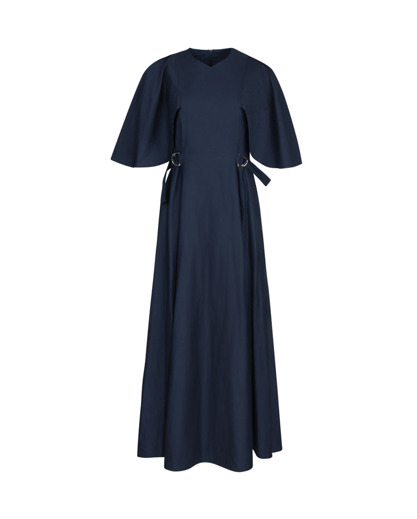 Poplin Striped Cape Sleeve Dress