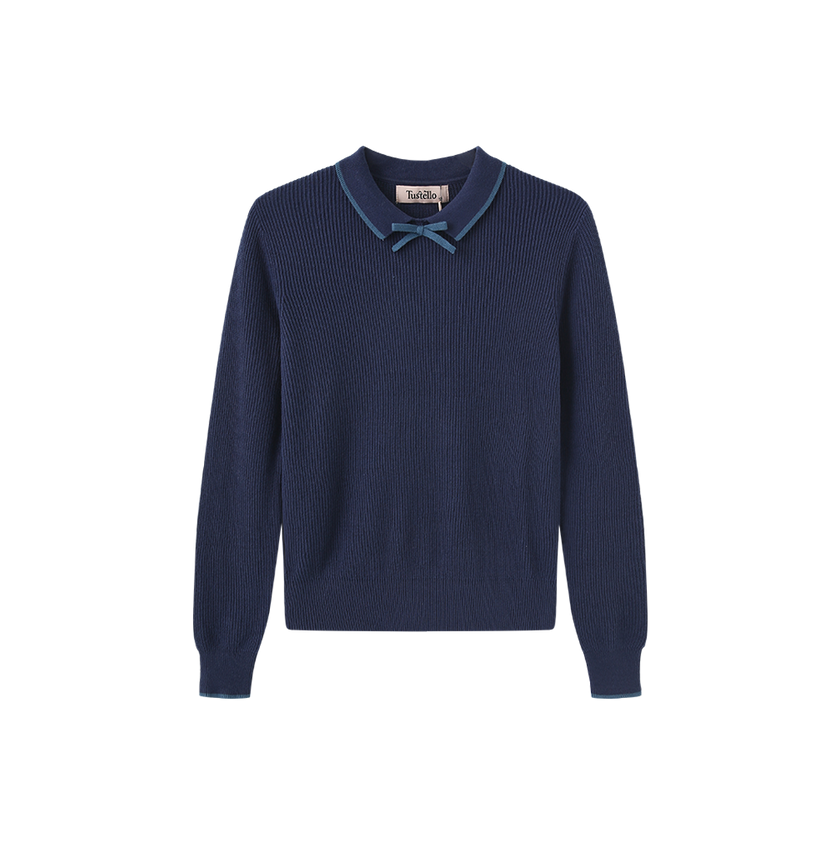 Piko Ribbed Knit Trim Sweater