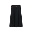 Wool Pleated Belted Skirt