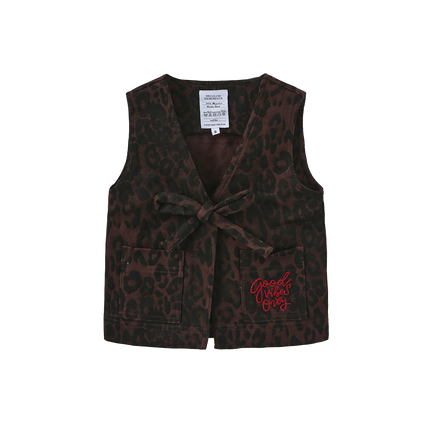 Brent Leopard Denim Vest