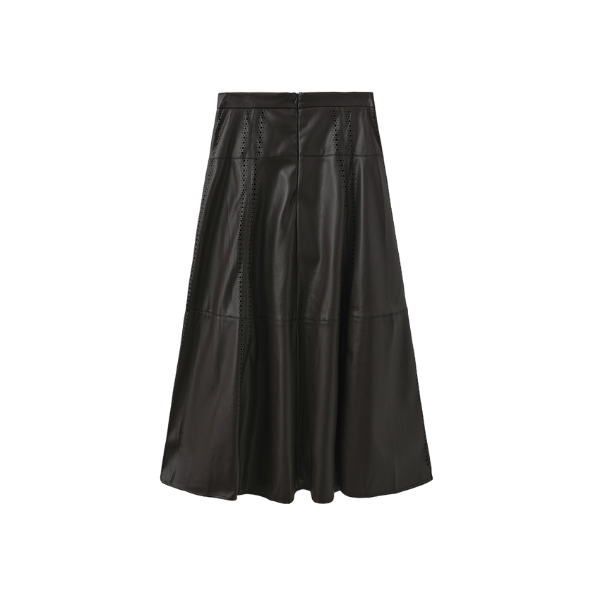 Dotted Leather Maxi Skirt