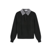 Cable Knit Stripe Collar Sweater