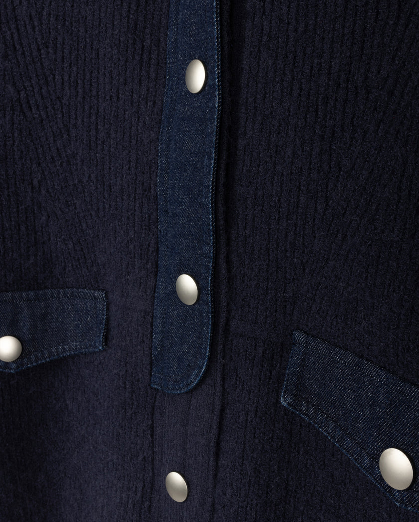 Knit and Denim Contrast Jacket