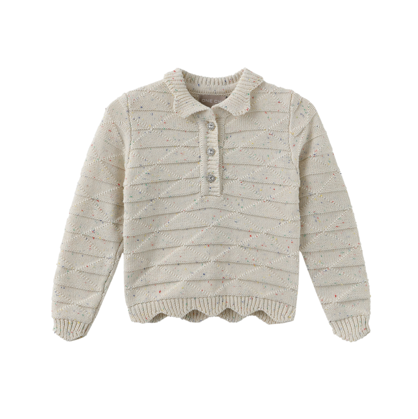 Marled Knit Scalloped Trim Set