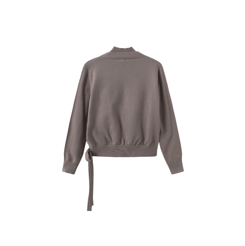 Brooch Wrap Knit Top