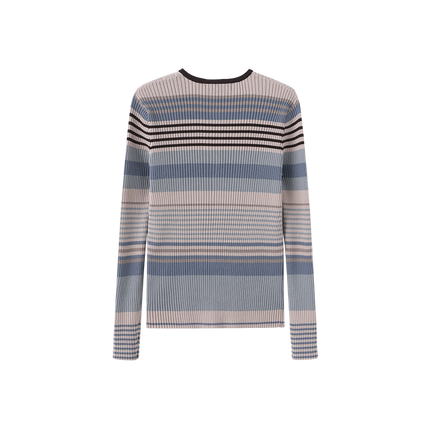 Ribbed Stripe Button Top