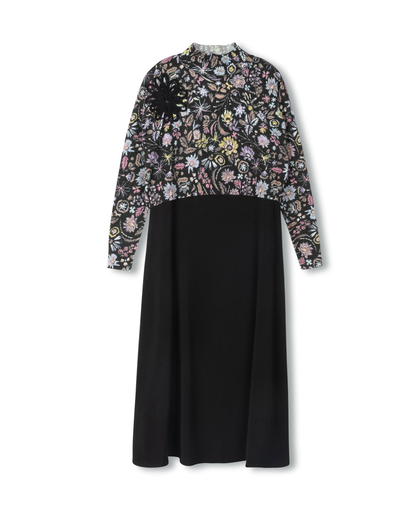 Printed And Pop Up Flower Slip Dress