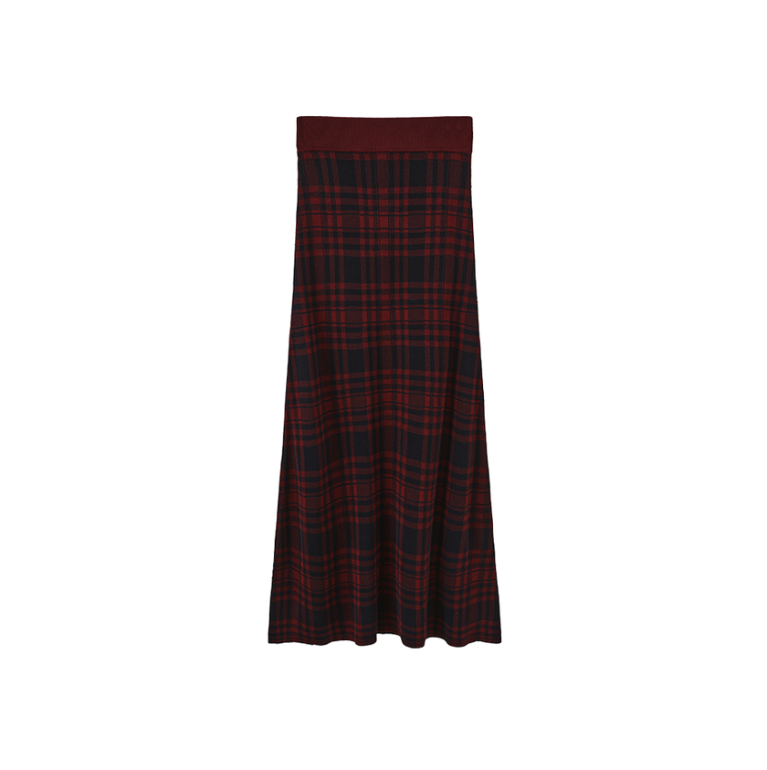 Marco Knit Plaid Skirt