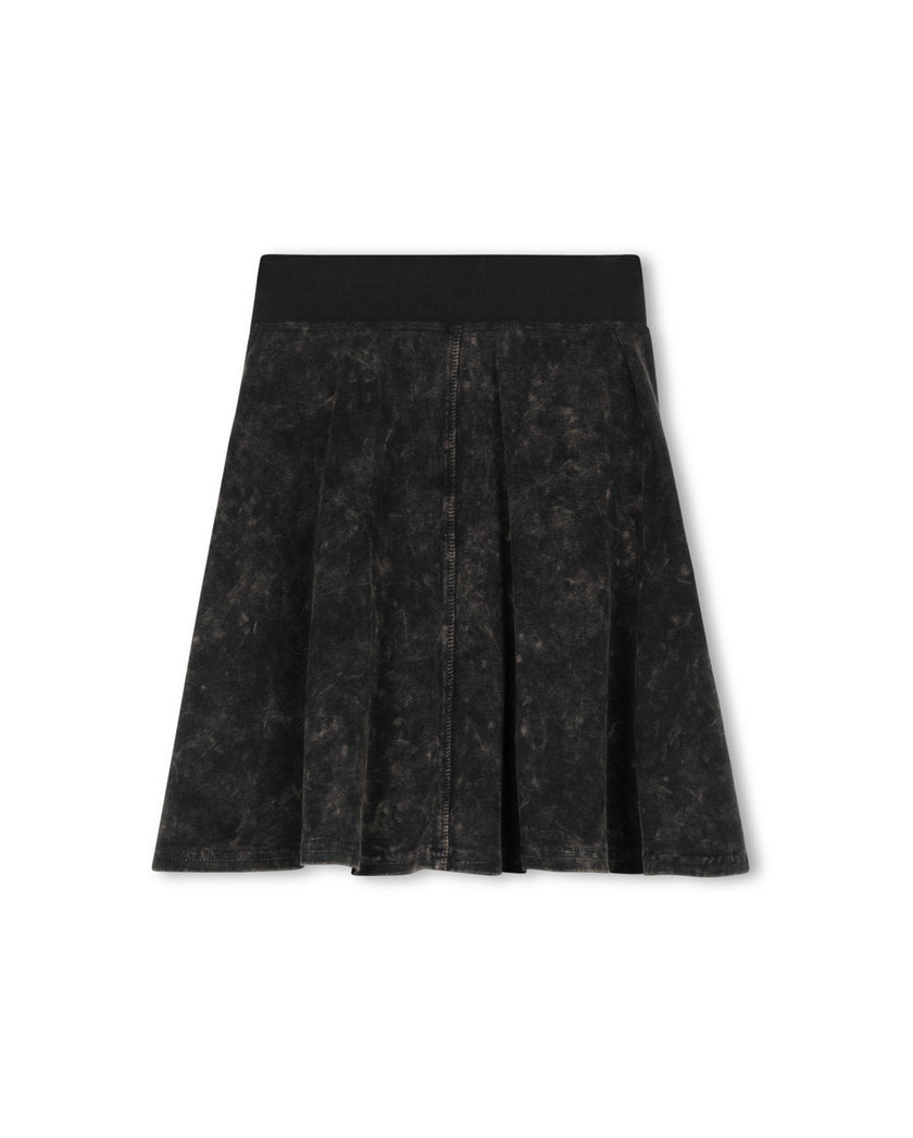 Elastic Waist A-line Knee Skirt