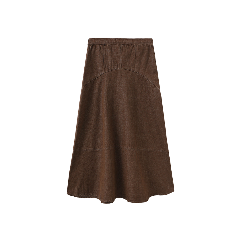 Seam Detail Denim Midi Skirt