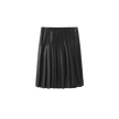 Side Pleat Buckle Leather Skirt