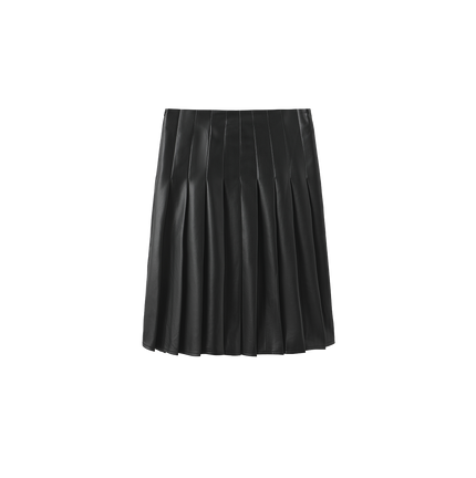 Side Pleat Buckle Leather Skirt
