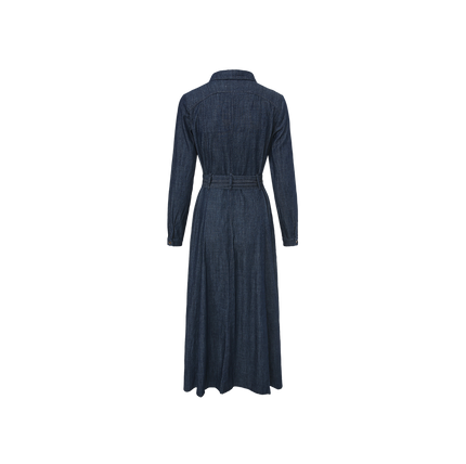 Denim Belted Midi Dress