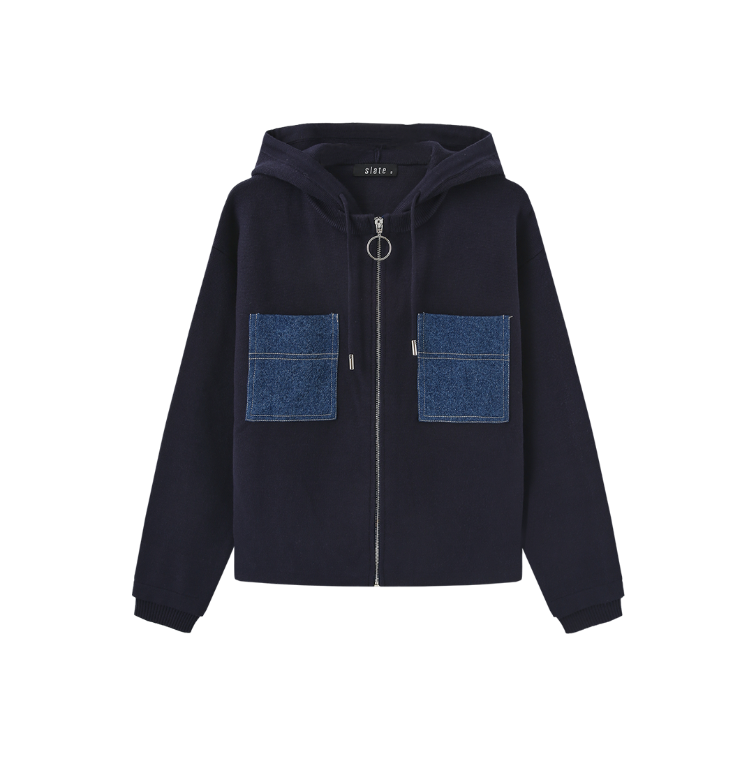 Knit Double Pocket Zip Sweater