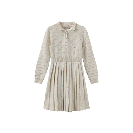 Marled Knit Scallop Trim Dress