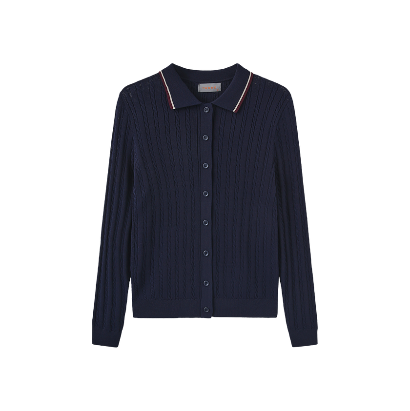 Rye Cable Knit Collared Cardigan