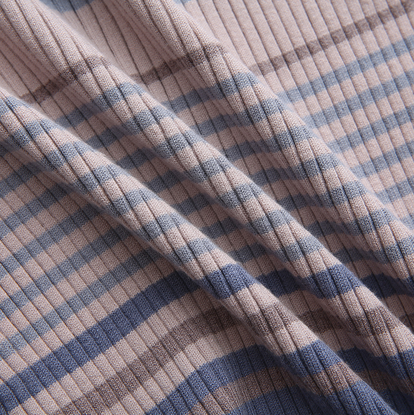 Ribbed Stripe Button Top