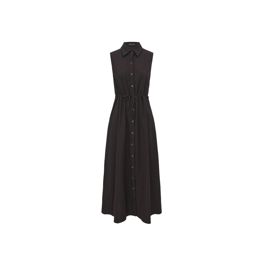 Pinstripe Drawstring Dress