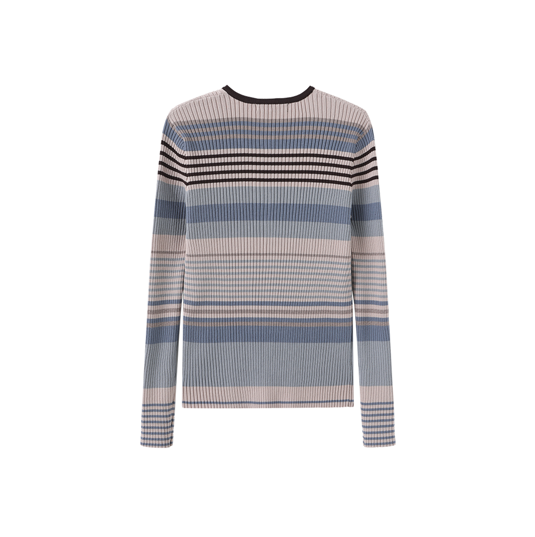 Ribbed Stripe Button Top
