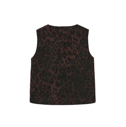 Brent Leopard Denim Vest