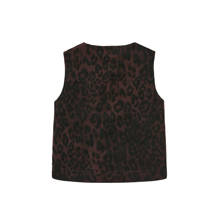 Brent Leopard Denim Vest
