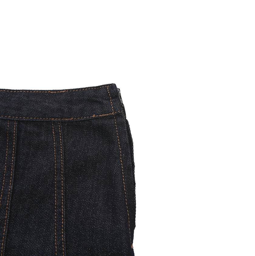 Box Pleat Denim Skirt