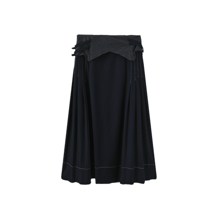 Top Stitch Woven Pleat Skirt